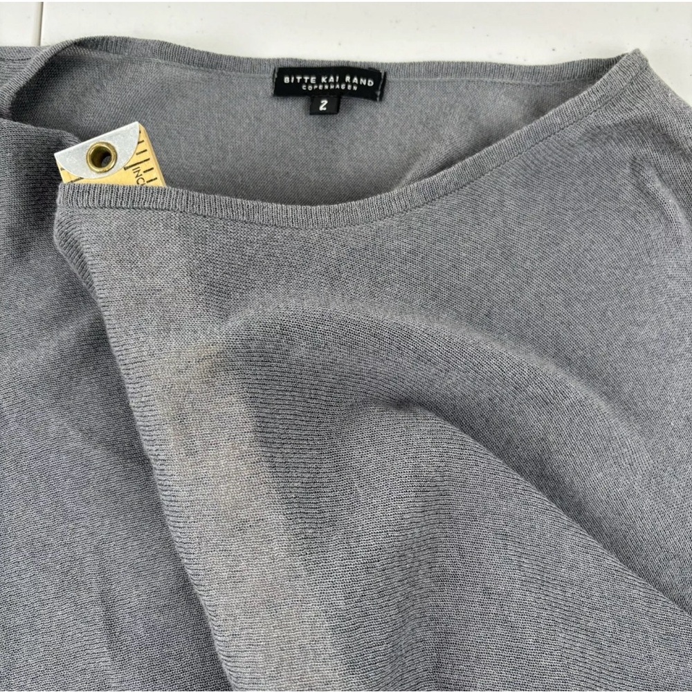 BITTE KAI RAND Asymmetric Knit Sweater Top M / L 2 - Grey w/Black Sleeve Detail - Picture 9 of 12